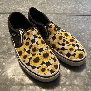 Vans Asher Sunflower Checkered Slip On Shoes Womens 8 Canvas Sneakers Indie